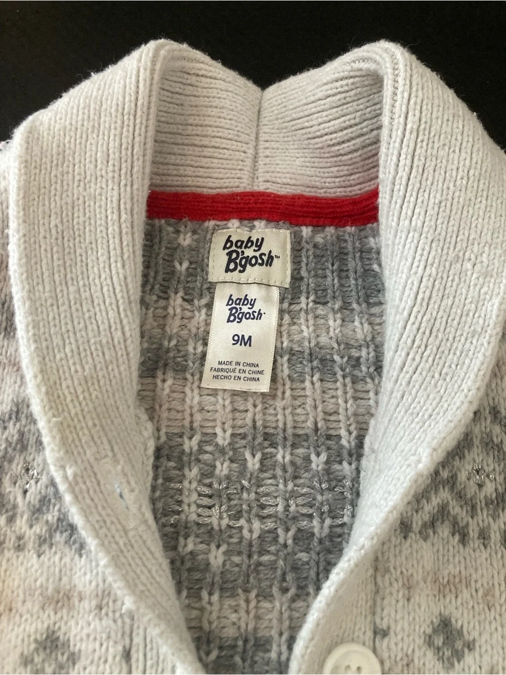OshKosh B'gosh Cream & Gray Fair Isle Knit Cardigan